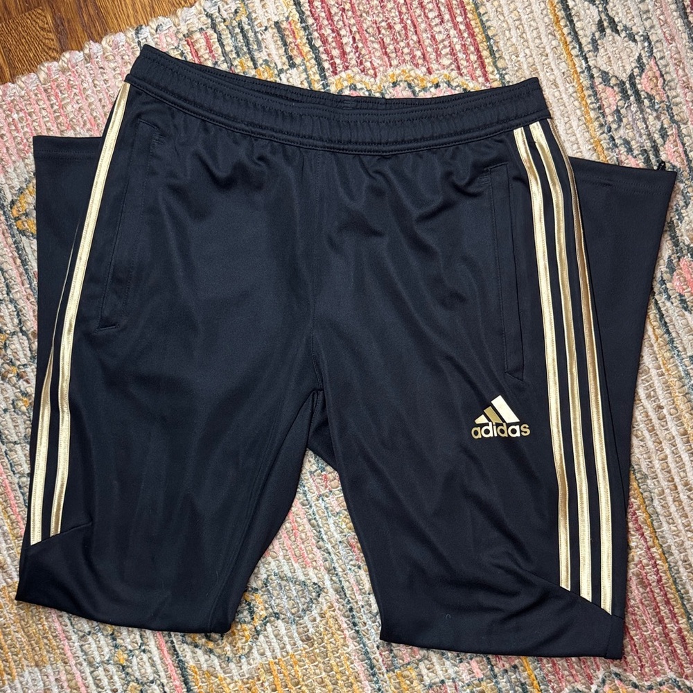 Adidas Black Gold Stripe Track Pants